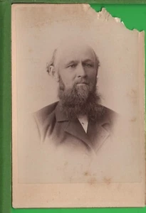 Antique Cabinet Card Photograph Bald Man with Beard & Moustache  - Picture 1 of 3