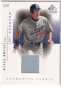 2001 UD SP GAME USED SHAWN GREEN FABRIC JERSEY
