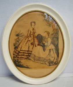 Vtg.20x16.5" Oval Wood Framed Print La Mode Illustree Paris Ladies Red Fashion - Picture 1 of 4