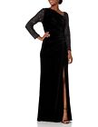 Adrianna Papell Women's Dress Black Size 6 Velvet V-Neck Ball Gown $229 #074