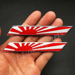 2x Japan Japanese Flag Car Emblem Badge Motorcycle Fairing Decals Sticker JDM - Picture 1 of 2