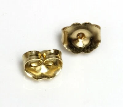 14KT Yellow Gold 6mm Push On Earrings Replacement Butterfly Backs Backings  - Image 1 of 2