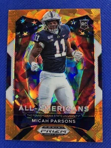 2021 #188 Micah Parsons Prizm Draft Picks All American Orange Cracked Ice RC - Bild 1 von 2