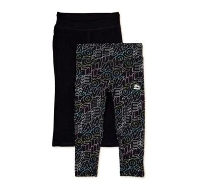 RBX Girls Printed and Solid Leggings, Size M ( 10-12 ) 2 Pairs  - Image 1 of 3
