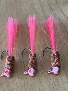 Three hand tied 1/32 crappie Jigs - Picture 1 of 3