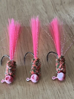 Three hand tied 1/32 crappie Jigs  - Image 1 of 3