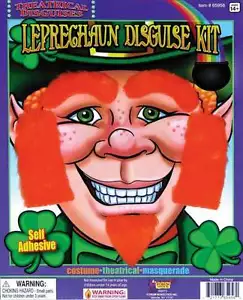 Leprechaun Kit de vello facial Cejas de fibra naranja Patillas y perilla con adhesivo - Imagen 1 de 1