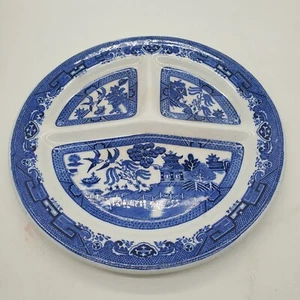 Vintage Rowland & Marsellus Flow Blue & White 3 Section Plate Made In England - Picture 1 of 5