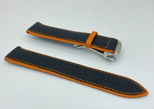 NEW 22MM BLACK/ORANGE CANVAS STRAP BAND BRACELET FOR OMEGA SPEEDMASTER SEAMASTER - Picture 1 of 4