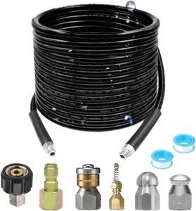 Pressure Washer Sewer Jetter Kit 100Ft Hydro Drain Jetter Cleaner Hose Corner - Picture 1 of 8