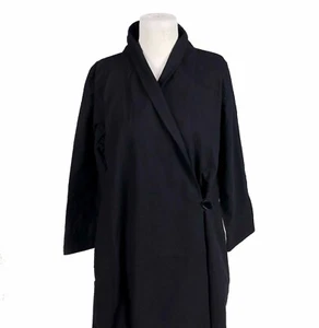 Cupcake International Black Cotton Kimono Jacket Coat Minimalist Lagenlook Small - Picture 1 of 7