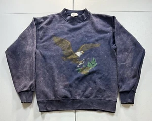 Vintage Santee Sweats Eagle Sweatshirt Men’s L Blue Nature Wildlife America USA - Picture 1 of 5