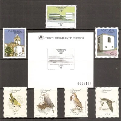Portugal Madeira SC # 115-121, 118a, 119a Birds, Europa, Architecture . MNH - Image 1 of 2