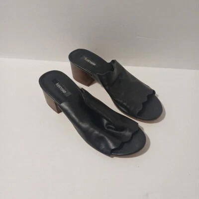 Kensie Mujer Hajari Talla 8 Negro Puntera Abierta Borde Festoneado Deslizable Tacón Bloque Foto 1 de 4