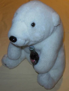 Rare Vtg 90's Coca Cola Polar Bear Stuffed Plush Collection Toy With Bottle 13" - Picture 1 of 5