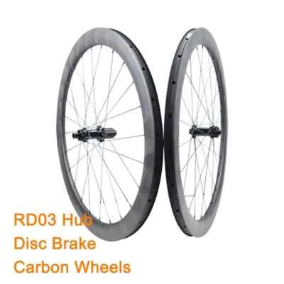 700c Road Bike Carbon Wheelset 50mm Deep 26mm 28mm Width with Center Lock Hub - Image 1 of 4