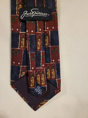 Gravata de golfe vintage Jack Nicklaus 100% seda feita nos EUA - Imagem 1 de 4