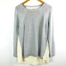 LOFT Ann Taylor Gray White Scoop Neck Knit Pullover Sweater Womens Size Medium M