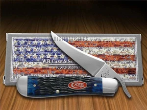 Case xx Knives Russlock Jigged Navy Blue Bone Pocket Knife Stainless 07057 - Picture 1 of 4
