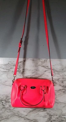 Coach Neon Mini Rowan Crossbody Bright Pink 10x7 Inch - Image 1 of 4