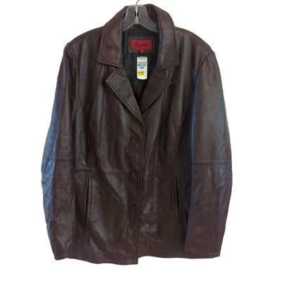 Excelled Collection 100% Leather Jacket, Brown, XL - Image 1 of 4