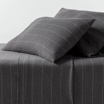 Queen Cotton Jersey Sheet Set Dark Gray Striped - Threshold: Knitted, OEKO-TEX