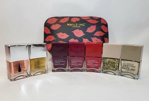 Nails Inc London 7-Piece Party Ready Collection Gel Nail Polish Set + Bag - Picture 1 of 7