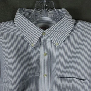 Brooks Brothers Dress Shirt Mens 17.5-34 Blue Striped Traditional OCBD USA Made - Picture 1 of 12