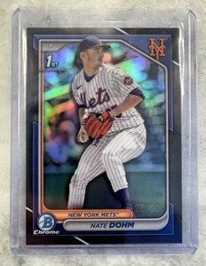 Bowman Draft 2024 cromo NATE DOHM REFRACTOR NEGRO 1er novato RC SSP/10 METS - Imagen 1 de 2