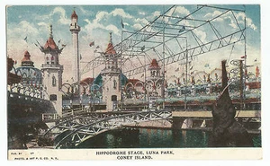 Postal de colección Coney Island Luna Park Hipódromo Escenario UDB - Imagen 1 de 2