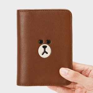 Line Friends Authentic Goods BROWN PASSPORT COVER LEATHERLIKE SQUARE - Picture 1 of 9