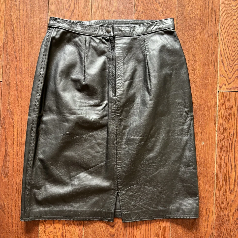 Falda Lápiz De Colección Años 90 Cuero Negro Talla M (11/12) Vaquera Occidental Motociclista Grunge Foto 1 de 4