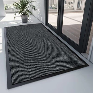 Dark Gray Non-Slip Mat Indoor Outdoor Waterproof Entrance Floor Rug Doormat - Picture 1 of 7