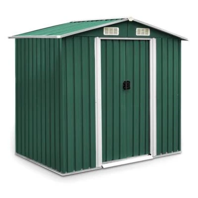 ESTEXO Geräteschuppen Gerätehaus Metall 204x132x185 cm Gartenschuppen grün Gartenhaus