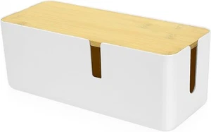 Caja de Gestión de Cables con Tapa de bambú, Organizador para Esconder Cables - Imagen 1 de 7