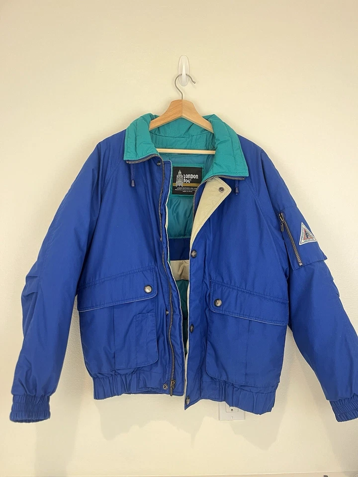 Vintage 90s London Fog Men’s Small Bomber Ski Jacket With Goose Down Lined Heavy - Image 1 of 4