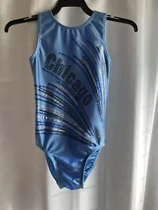 Ozone gymnastics Leotard Chicago Blue with Sparkles Child Youth Medium YM EUC - Picture 1 of 5