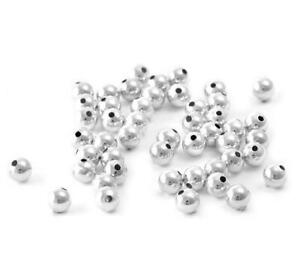 10x 4mm Sterling Silver 925 Seamless Round Spacer Beads Hole 1mm