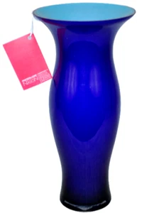 MURANO Art Vetro Viola/Turchese Vaso Alto Carlo Nason Soffiato a Mano Italia Nuovo - Foto 1 di 8