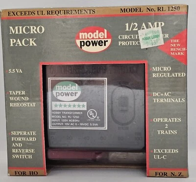 Model Power HO Train Transformer Model RL-1250 Output 19VDC, 0-16VAC, 5.5VA VINT - Image 1 of 4