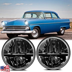 For Ford Customline 1952-1956 2PC 130W 7" inch Round LED Headlights HI/LO Bulbs - Picture 1 of 12