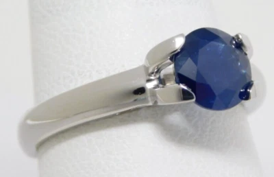 Anillo de compromiso con detalles de zafiros y diamantes de platino 950 ∼6,75 mm talla 7 B4275 Foto 1 de 4