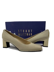 NOS VTG Y2K Stuart Weitzman 6.5 AA Square Toe Block Heels Pumps Old Money Capsul - Picture 1 of 8