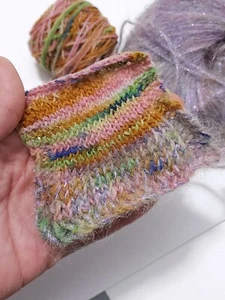 Hand dyed silk/wool yarn sock bikini colorway orange pink speckle blue 224g lot - Picture 1 of 9