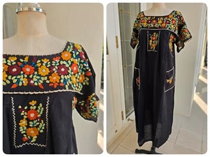 Hand Embroidery Cotton Dress, Boho Beach Dress, Swim Cover Up - Picture 1 of 11