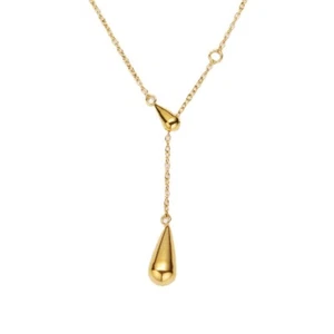 Women's Water Drop 18K Gold Plated Stainless Steel Teardrop Pendant Necklace - Imagen 1 de 6