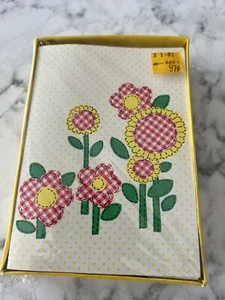 Vintage Schreib Notizkarten Frühling Sommer kariert Gingham Blumen 10 Notizkarten - Bild 1 von 4