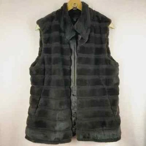 Talbots Women Brown Chocolate Faux Fur Open Vest Sleeveless Coat Size S - Picture 1 of 12