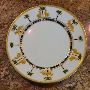"Plato de postre ensalada de leopardos y palmera dorado con adorno de oro Christian Dior Casablanca de 8" - Imagen 1 de 7