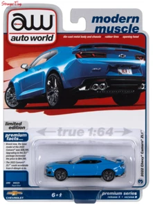 Autoworld AWSP138B 1/64 2022 Chevrolet Camaro ZL1 Rapid Blue - Picture 1 of 1